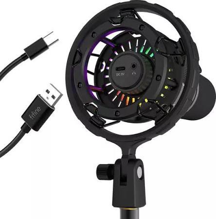 FIFINE T658 — ערכת מיקרופון דינמי USB עם זרוע בום ותאורת RGB