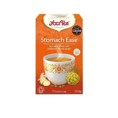 Stomach Ease תערובת צמחים ופירות מיובשים אורגניים | מכיל 17 שקיקים | Yogi Tea