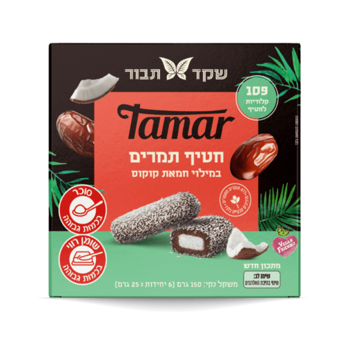 חטיף תמרים טבעי במילוי חמאת קוקוס 100% |  שקד תבור