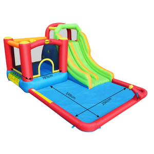 מגלשת מים כפולה משולבת עם מתקן קפיצה - happy Hop 9763