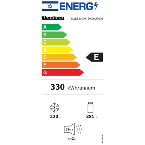 בלומברג - Blomberg מקרר 4 דלתות - 601 ליטר Blomberg KQD8301DX - נירוסטה מושחרת