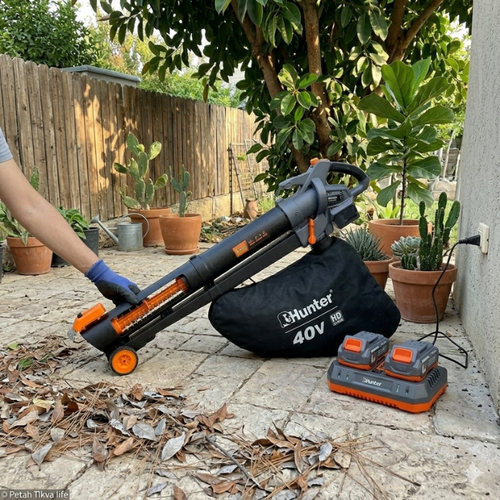 מפוח עלים נטען 40V + שתי סוללות 4Ah ומטען כפול 
