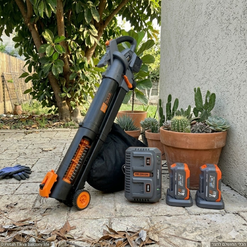 מפוח עלים נטען 40V + שתי סוללות 4Ah ומטען כפול 