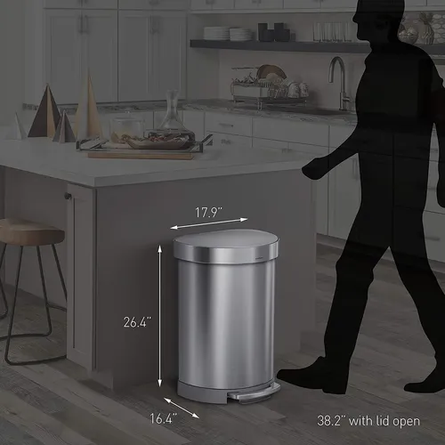 פח אשפה למטבח 60 ליטר - SimpleHuman -חצי עגול מתוך קולקציית פחי אשפה למטבח (מבט נוסף) - איכות פרימיום בלתי מתפשרת ואחריות מלאה