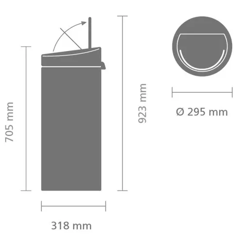 פח ברבנטיה למטבח 30 ליטר - Brabantia ניקל מבריק מתוך קולקציית פחי אשפה למטבח (תמונת מוצר) - שילוב מושלם בין נוחות שימוש יומיומית לסטייל נקי