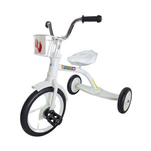 תלת אופן גוף מתכת כמו של פעם גלגל 12" צבע לבן - CONNECT