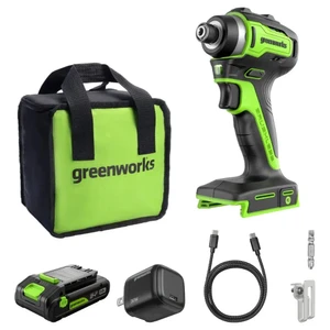 מברגת אימפקט Greenworks ID3220 24V 220Nm עם סוללה 2Ah ומטען USB-C 30W