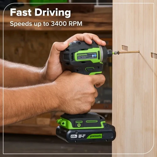 מברגת אימפקט Greenworks ID3220 24V Brushless מבריגה במהירות של עד 3,400 סל