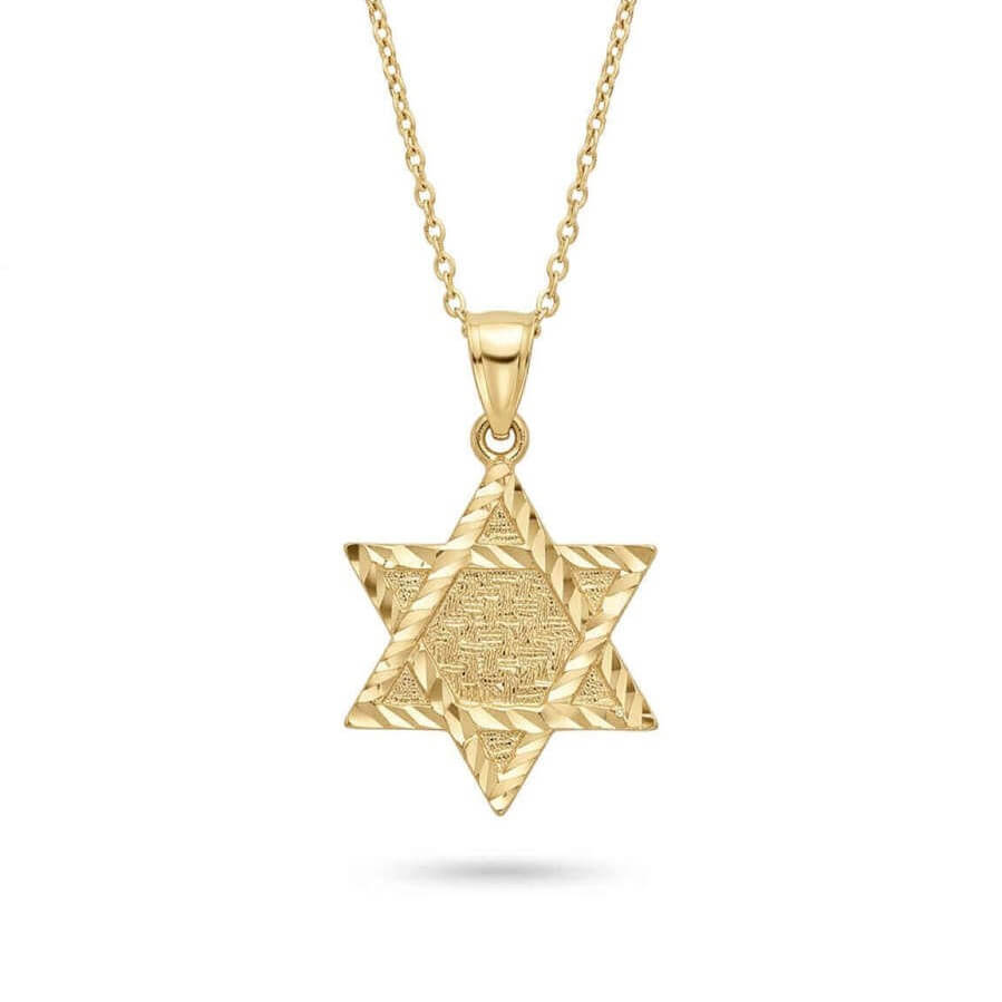 שרשרת ותליון מגן דוד זהב 14K