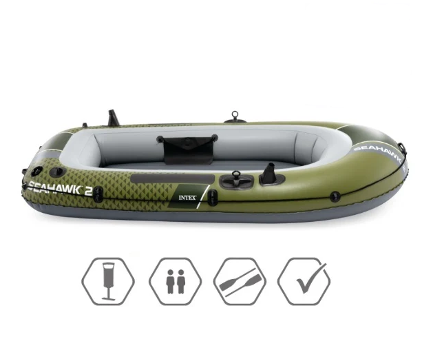 סירת גומי ל2 אנשים SeaHawk +משוטים+משאבה 66332 Intex