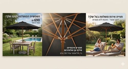  שמשיה 3 מטר דגם אמור צבע שחור - לא כולל בסיס  