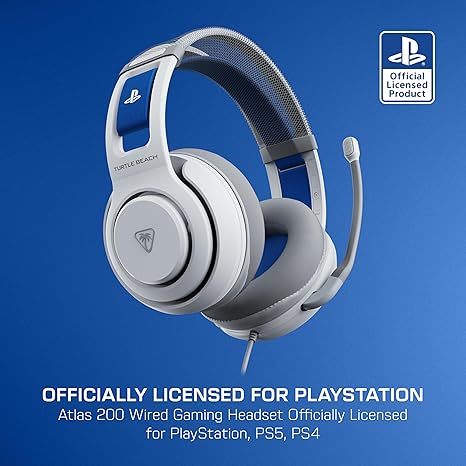 Turtle Beach Atlas 200 Wired Multiplatform Gaming Headset for PS5, PS4, PC | פלייסטיישן מורשה, דרייברים 50 מ