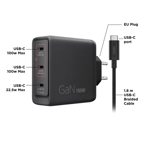 מטען Lenovo Multi-port USB-C 100W GaN 40AW100BEU