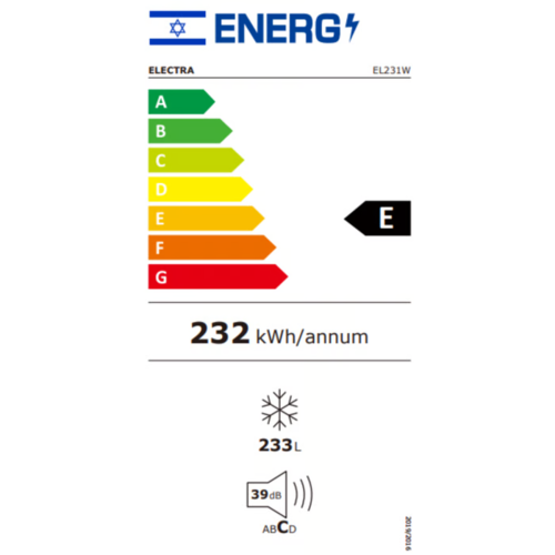 מקפיא שוכב אלקטרה 233 ליטר Electra דגם EL231W No Frost | צבע לבן