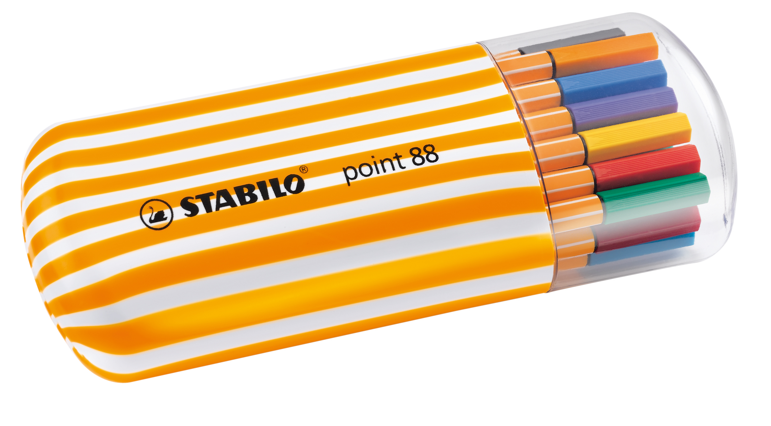 עטי STABILO point בקלמר פלסטיק