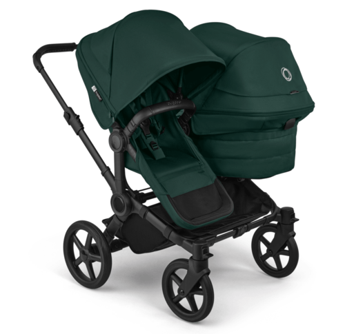עגלת תאומים משולבת דונקי 6 טווין לתאומים - Bugaboo Donkey 6 twin - שילדה שחורה ירוק טבע