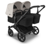 עגלת תאומים משולבת דונקי 6 טווין לתאומים - Bugaboo Donkey 6 twin - שילדה שחורה גגון לבן מיסטי