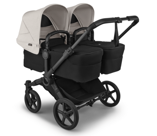 עגלת תאומים משולבת דונקי 6 טווין לתאומים - Bugaboo Donkey 6 twin - שילדה שחורה גגון לבן מיסטי
