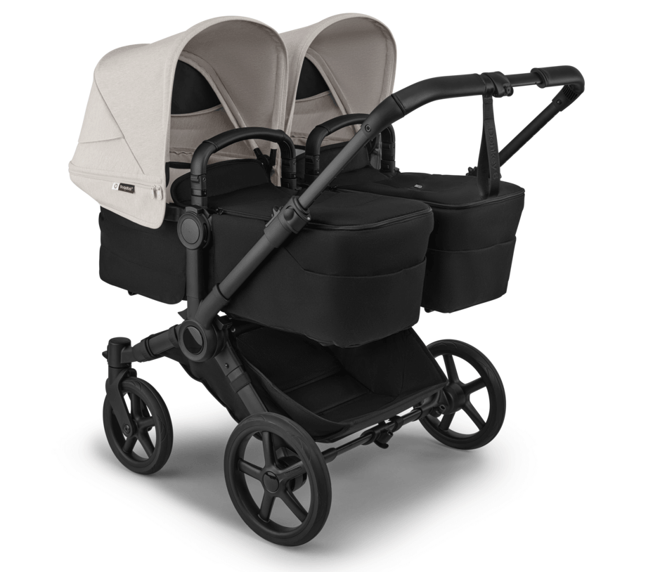 עגלת תאומים משולבת דונקי 6 טווין לתאומים - Bugaboo Donkey 6 twin - שילדה שחורה גגון לבן מיסטי