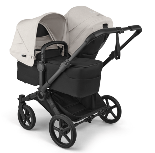 עגלת תאומים משולבת דונקי 6 טווין לתאומים - Bugaboo Donkey 6 twin - שילדה שחורה גגון לבן מיסטי