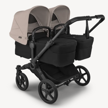 עגלת תאומים משולבת דונקי 6 טווין לתאומים - Bugaboo Donkey 6 twin - שילדה שחורה גגון חול מדבר