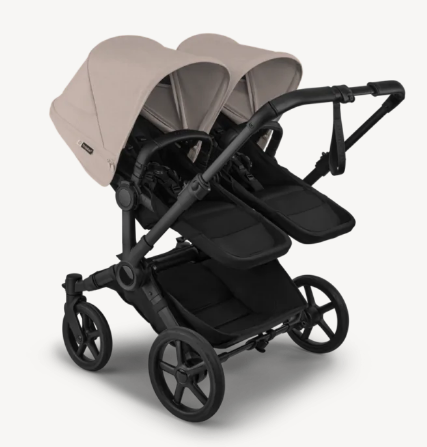 עגלת תאומים משולבת דונקי 6 טווין לתאומים - Bugaboo Donkey 6 twin - שילדה שחורה גגון חול מדבר
