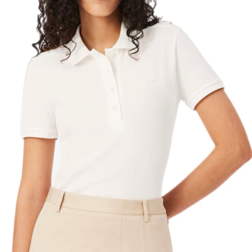 חולצה LACOSTE מידות XS-XL לנשים בגוון לבן קלאסי