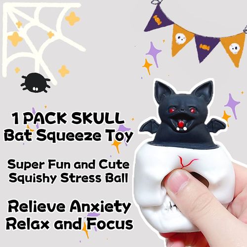 סקווישי גולגולת עם עטלף קופץ  - Squishy Skull