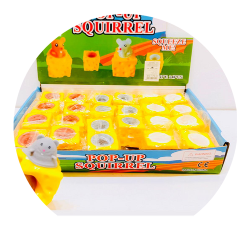 סקווישי פופ אפ לחיצות קוביה גבינה עכבר  - SQUISHY POP-UP  SO-179-9