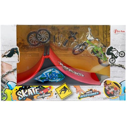 סקייטפארק מגלשה דו צדדית עם אביזרים - SKATEPARK