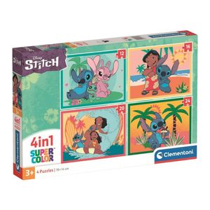 קלמנטוני -  פאזל 4 ב-1 סטיץ - Clementoni Super Color Jigsaw Puzzle 4in1 Stitch 21745