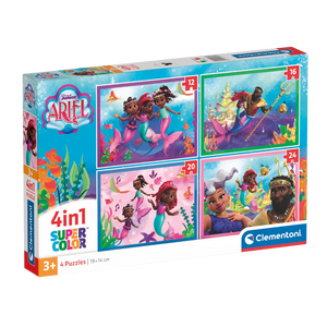 קלמנטוני -  פאזל 4 ב-1 הדיסני אריאל- Clementoni Disney Ariel 4?in?1 Puzzle