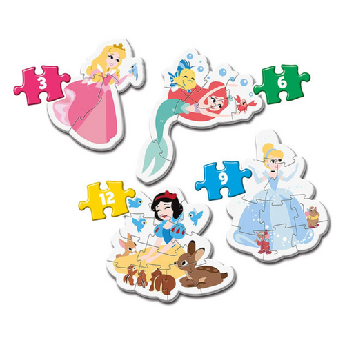 קלמנטוני הפאזלים הראשונים שלי - 4 ב 1  נסיכות דיסני - Clementoni Super 20813