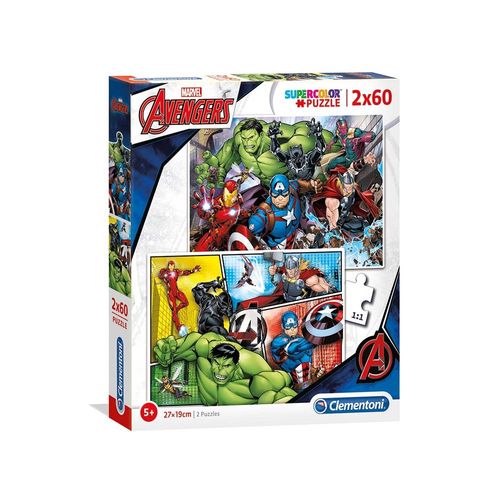 קלמנטוני - זוג פאזלים הנוקמים 2X60 חלקים - Clementoni Puzzle  Avengers
