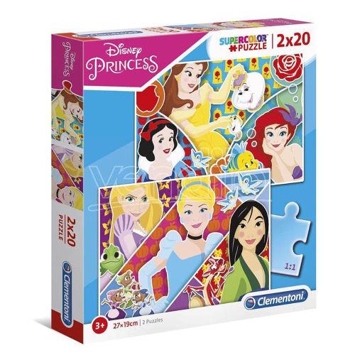 קלמנטוני - זוג פאזלים 2x20 חלקים נסיכות דיסני - Clementoni Puzzle  Princess