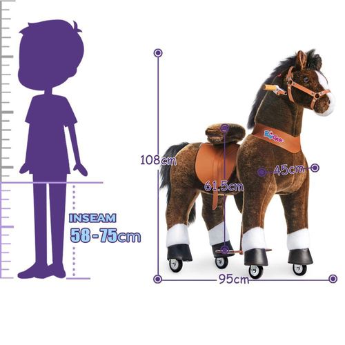 סוס רכיבה פוניסייקל חום כהה לגילאי 7-12 ponycycle דגם UX521