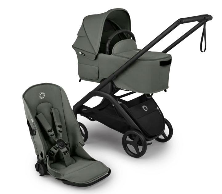 עגלת בוגבו דרגונפליי פלוס + Bugaboo Dragonfly Plus מרכב שחור צבע ירוק זית