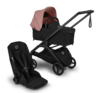 עגלת בוגבו דרגונפליי פלוס + Bugaboo Dragonfly Plus בדים שחורים צבע גגון ורוד דאסטי