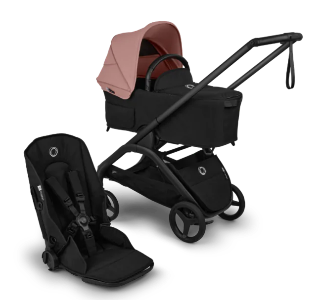 עגלת בוגבו דרגונפליי פלוס + Bugaboo Dragonfly Plus בדים שחורים צבע גגון ורוד דאסטי