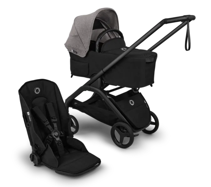 עגלת בוגבו דרגונפליי פלוס + Bugaboo Dragonfly Plus בדים שחורים צבע גגון אפור מלאנג