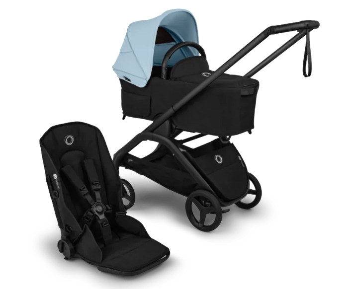 עגלת בוגבו דרגונפליי פלוס + Bugaboo Dragonfly Plus בדים שחורים צבע גגון תכלת סקייליין