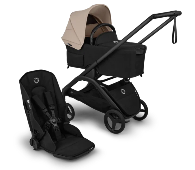 עגלת בוגבו דרגונפליי פלוס + Bugaboo Dragonfly Plus בדים שחורים צבע גגון חול מדבר