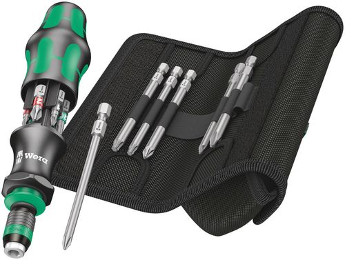 סט מחזיק ביטים וביטים Kraftform Kompakt 20 Tool Finder 2 של Wera עם 13 חלקים בנרתיק.