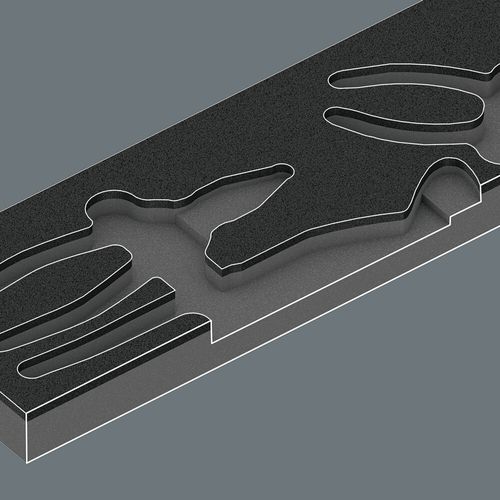 סט פליירים KNIPEX הכולל 3 חלקים בתושבת ספוג מוקצף לעגלת כלים.