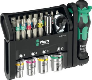 סט בוקסות וביטים 1/4 21 חלקים Tool-check modular 1 WERA