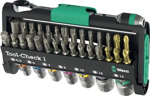 סט בוקסות וביטים 1/4 38 חלקים Tool-Check WERA