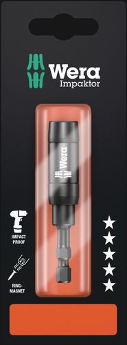 מחזיק ביטים אימפקט Impaktor עם מגנט טבעתי וטבעת עצירה בחיבור 1/4 משושה, באורך 75 מ
