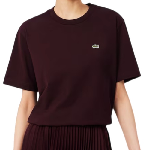 חולצה LACOSTE מידות XS-XL לנשים בגוון בורדו כהה