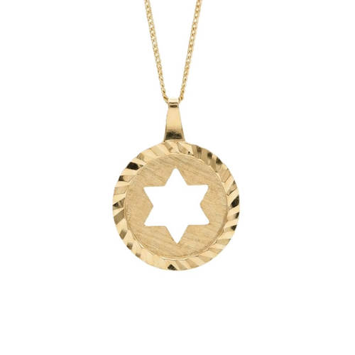 שרשרת ותליון מגן דוד זהב 14K