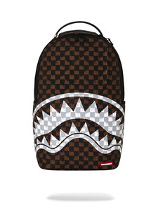 SPRAYGROUND תיק גב מטורף BROWN AND CREAM DRIP CHECK SHARK BACKPACK